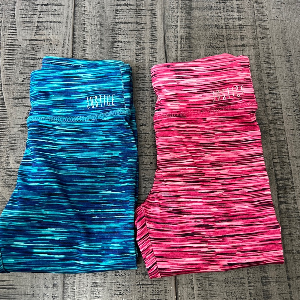 Girls Justice Vibrant Blue and Pink Leggings Duo